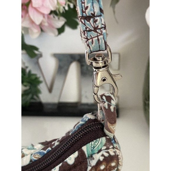 Vintage Vera Bradley Java Blue Tote Bag Purse Shoulder Paisley Brown Zip Closure - Picture 10 of 16